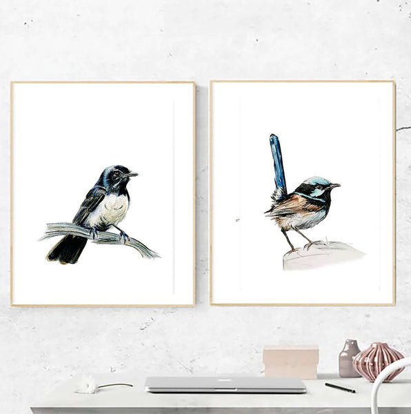 Australian native bird watercolour print set.