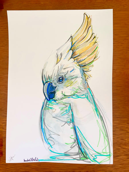 Original  Australian Cockatoo artwork A4