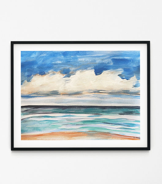 Original beachside ocean acrylic painting on paper 27.5cm x 21cm