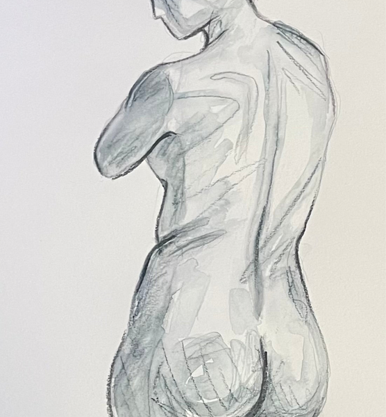 Original nude female figure watercolour sketch. A4