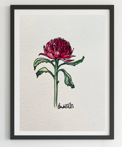 Original Australian Waratah painting artwork #2. A5