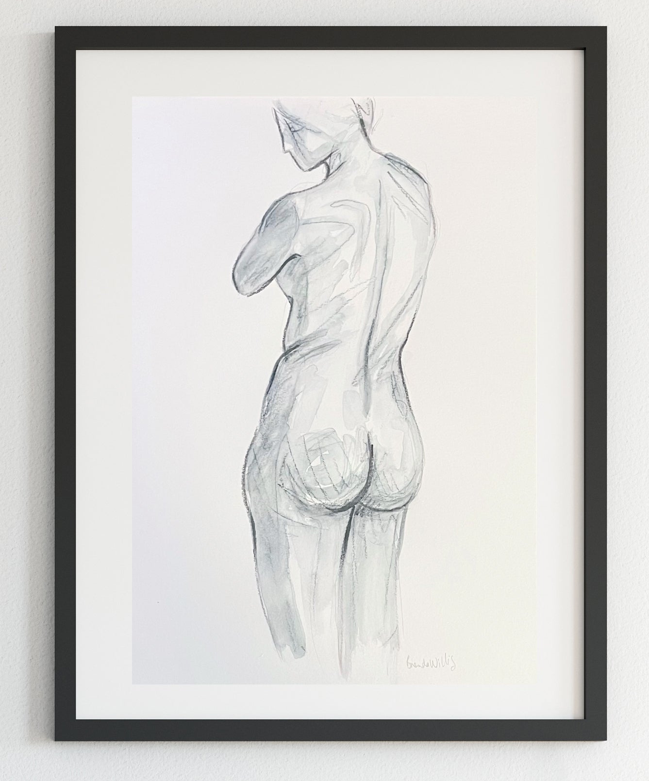 Original nude female figure watercolour sketch. A4