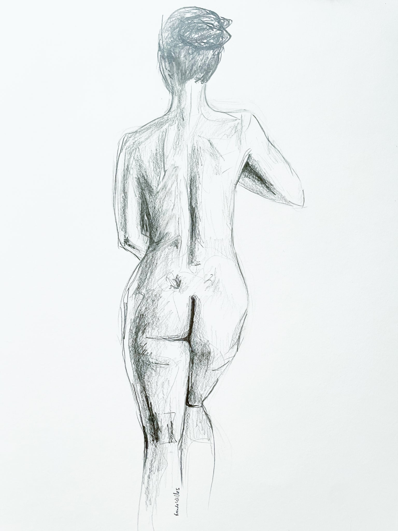 Original Tasteful female nude figure drawing A3 – ArtByPost