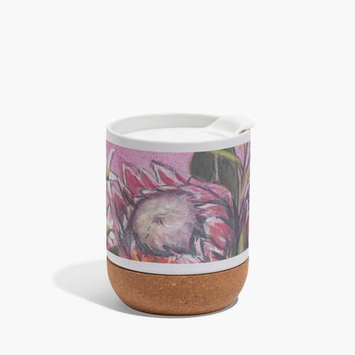 Original Native Flower Art Ceramic Mug pink