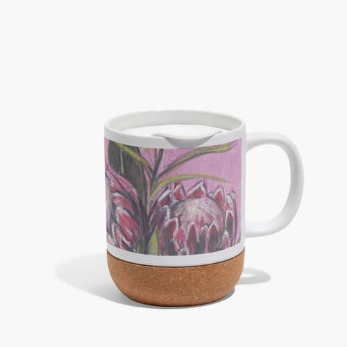 Original Native Flower Art Ceramic Mug pink