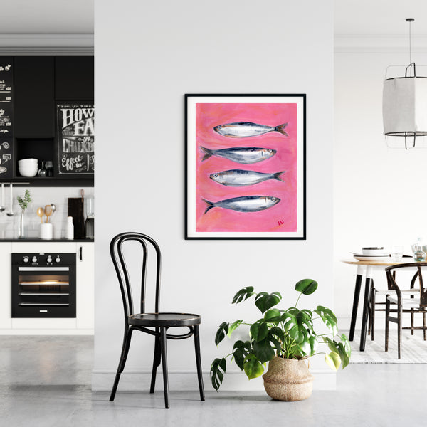 Pink Sardines painting print